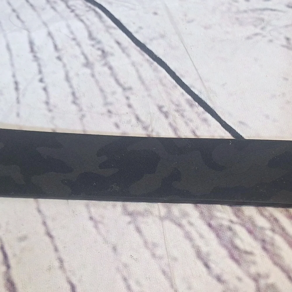 Black Camo Synthetic Leather Belt with Silver Buckle Sz L YOUTH
